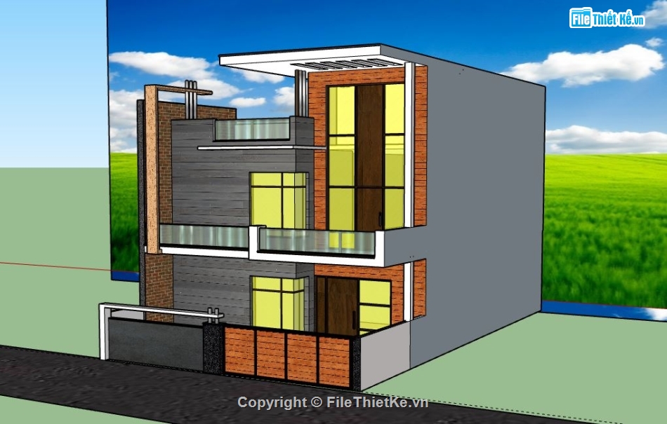 Nhà phố 2 tầng,model su nhà phố 2 tầng,file su nhà phố 2 tầng,sketchup nhà phố 2 tầng,nhà phố 2 tầng sketchup