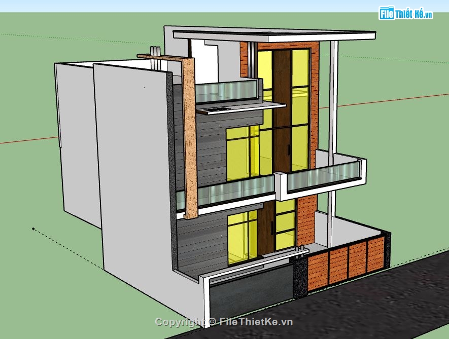Nhà phố 2 tầng,model su nhà phố 2 tầng,file su nhà phố 2 tầng,sketchup nhà phố 2 tầng,nhà phố 2 tầng sketchup