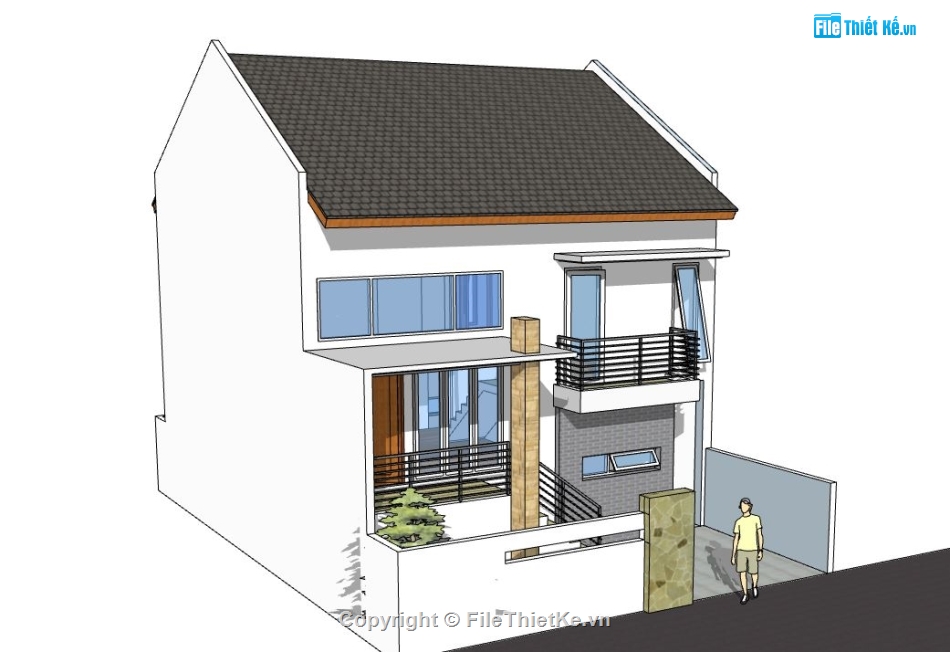 Nhà phố 2 tầng,model su nhà phố 2 tầng,file su nhà phố 2 tầng,sketchup nhà phố 2 tầng,nhà phố 2 tầng sketchup