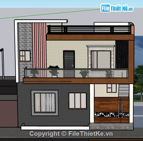 Nhà phố 2 tầng,model su nhà phố 2 tầng,file su nhà phố 2 tầng,sketchup nhà phố 2 tầng,nhà phố 2 tầng file su