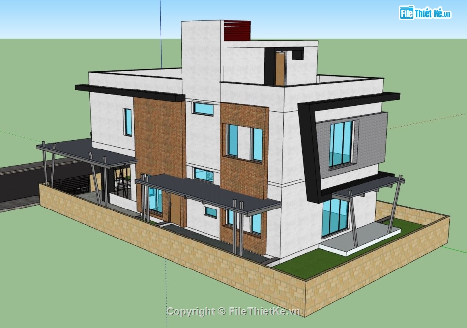 Nhà phố 2 tầng,model su nhà phố 2 tầng,file sketchup nhà phố 2 tầng,nhà phố 2 tầng file su
