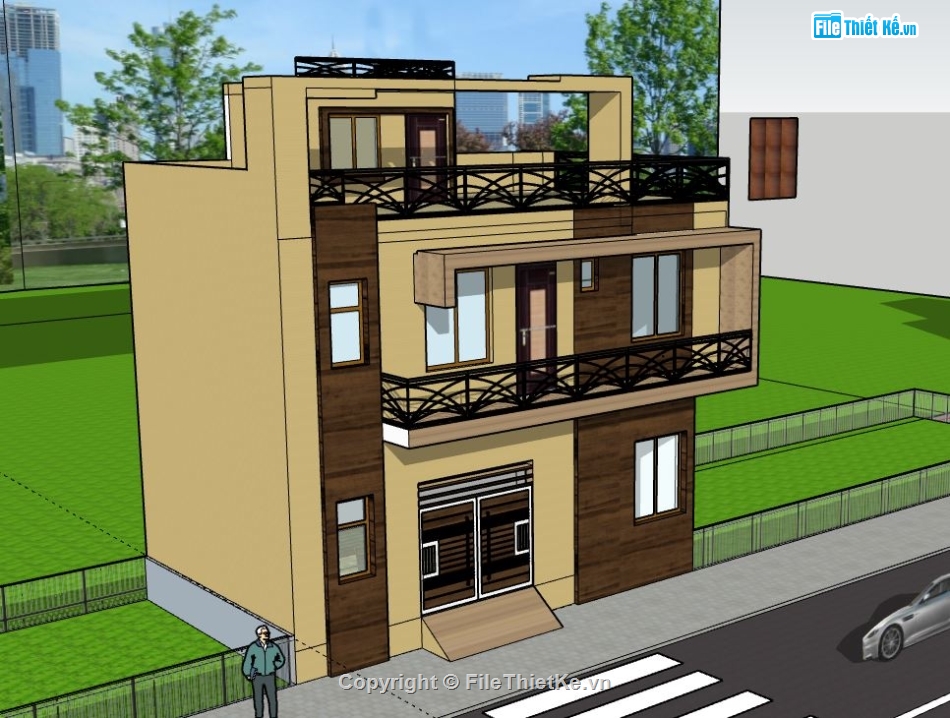 Nhà phố 2 tầng,model su nhà phố 2 tầng,file su nhà phố 2 tầng,nhà phố 2 tầng sketchup