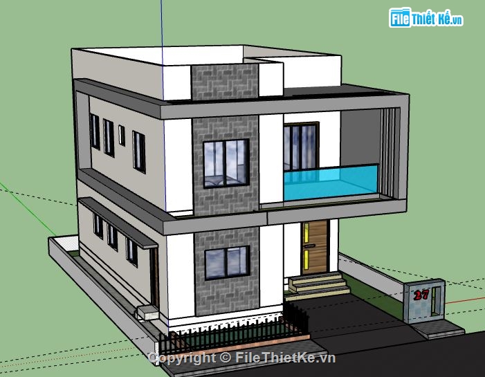 model su nhà phố 2 tầng,file su nhà phố 2 tầng,nhà phố 2 tầng model su,sketchup nhà phố 2 tầng,nhà phố 2 tầng