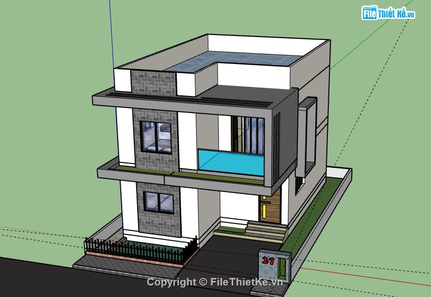 model su nhà phố 2 tầng,file su nhà phố 2 tầng,nhà phố 2 tầng model su,sketchup nhà phố 2 tầng,nhà phố 2 tầng