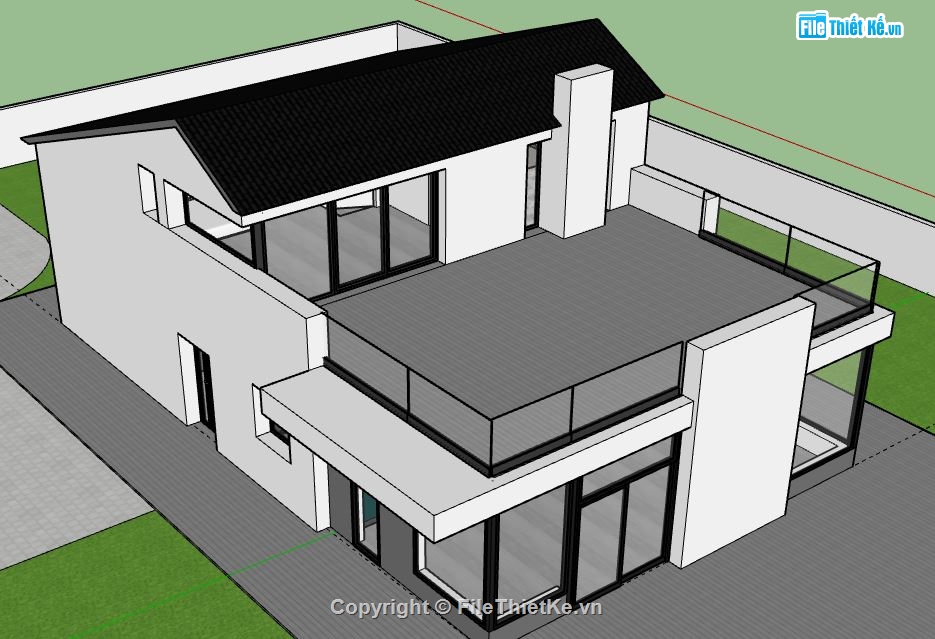 Nhà phố 2 tầng,model su nhà phố 2 tầng,file su nhà phố 2 tầng,sketchup nhà phố 2 tầng,nhà phố 2 tầng sketchup