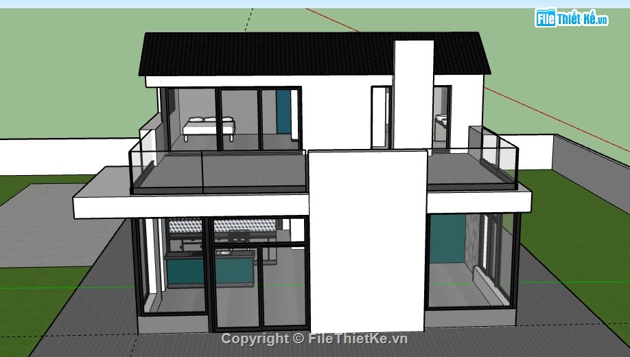 Nhà phố 2 tầng,model su nhà phố 2 tầng,file su nhà phố 2 tầng,sketchup nhà phố 2 tầng,nhà phố 2 tầng sketchup