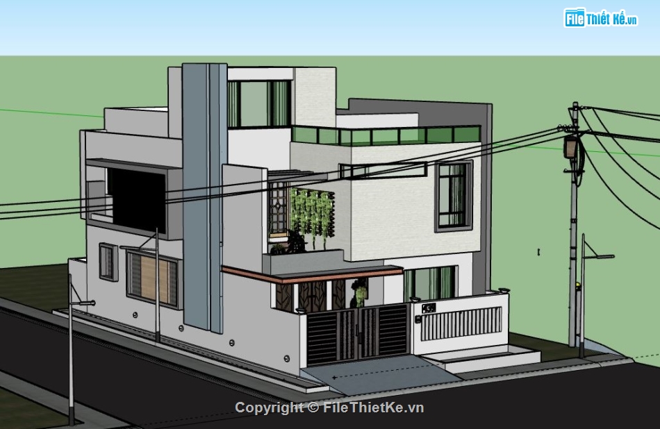 Nhà phố 2 tầng,model su nhà phố 2 tầng,file su nhà phố 2 tầng,sketchup nhà phố 2 tầng,nhà phố 2 tầng file su