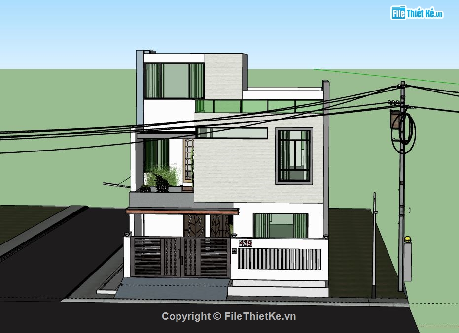 Nhà phố 2 tầng,model su nhà phố 2 tầng,file su nhà phố 2 tầng,sketchup nhà phố 2 tầng,nhà phố 2 tầng file su