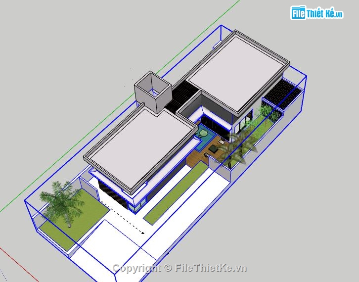 Nhà phố 2 tầng,nhà phố 2 tầng file su,file sketchup nhà phố 2 tầng,nhà phố 2 tầng file sketchup