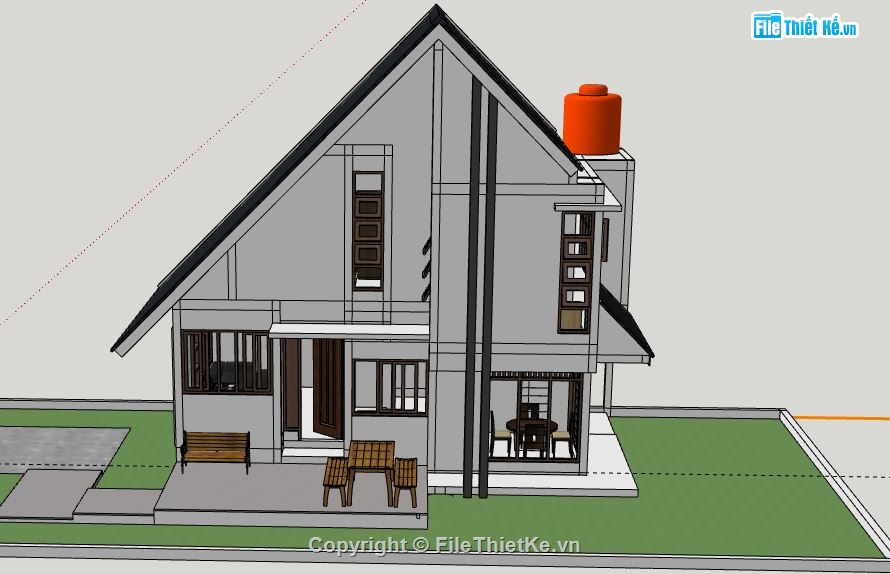 Nhà phố 2 tầng,model su nhà phố 2 tầng,file sketchup nhà phố 2 tầng,nhà phố 2 tầng model su