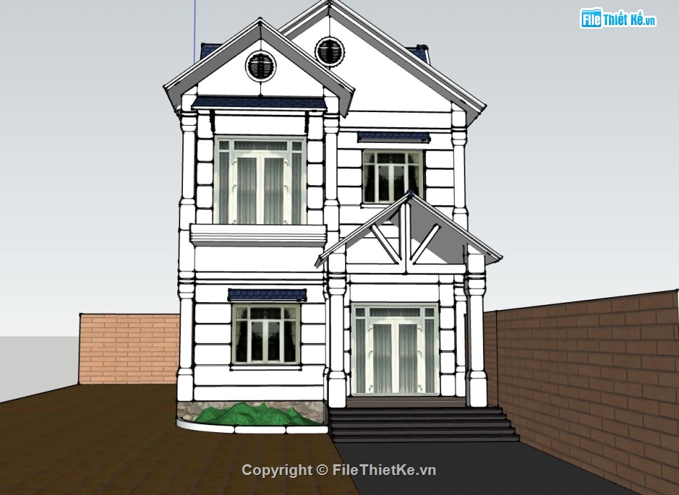 Nhà phố 2 tầng,Nhà 2 tầng đẹp,model su nhà phố 2 tầng,sketchup nhà phố 2 tầng