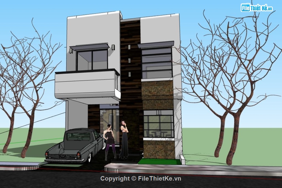 Nhà phố 2 tầng,mẫu nhà phố 2 tầng,model sketchup nhà phố,su nhà phố