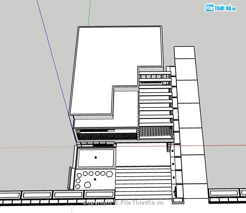 nhà phố 2 tầng 12.2x15.1m,nhà phố 2 tầng file sketchup,dựng model su nhà phố,file sketchup nhà phố hiện đại