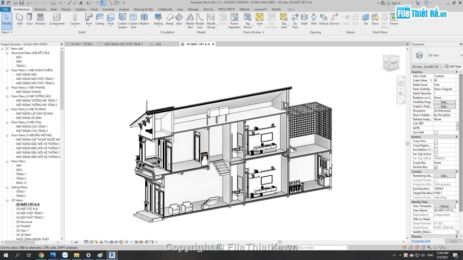 nhà phố 2 tầng 5x18m,Nhà phố 2 tầng hiện đại,file revit nhà phố 2 tầng,mẫu nhà phố 2 tầng đẹp