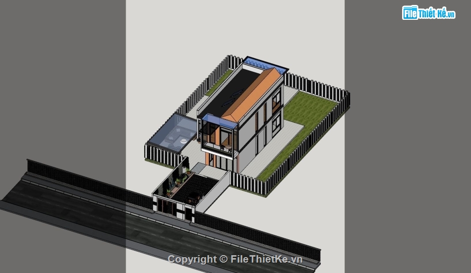 Nhà phố 2 tầng,Nhà phố 2 tầng hiện đại,model su nhà phố 2 tầng,sketchup nhà phố 2 tầng,file su nhà phố 2 tầng