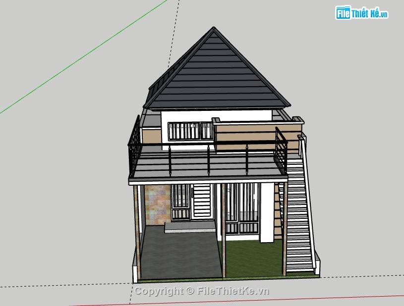 Nhà phố 2 tầng,model su nhà phố 2 tầng,file su nhà phố 2 tầng,nhà phố 2 tầng file su,sketchup nhà phố 2 tầng