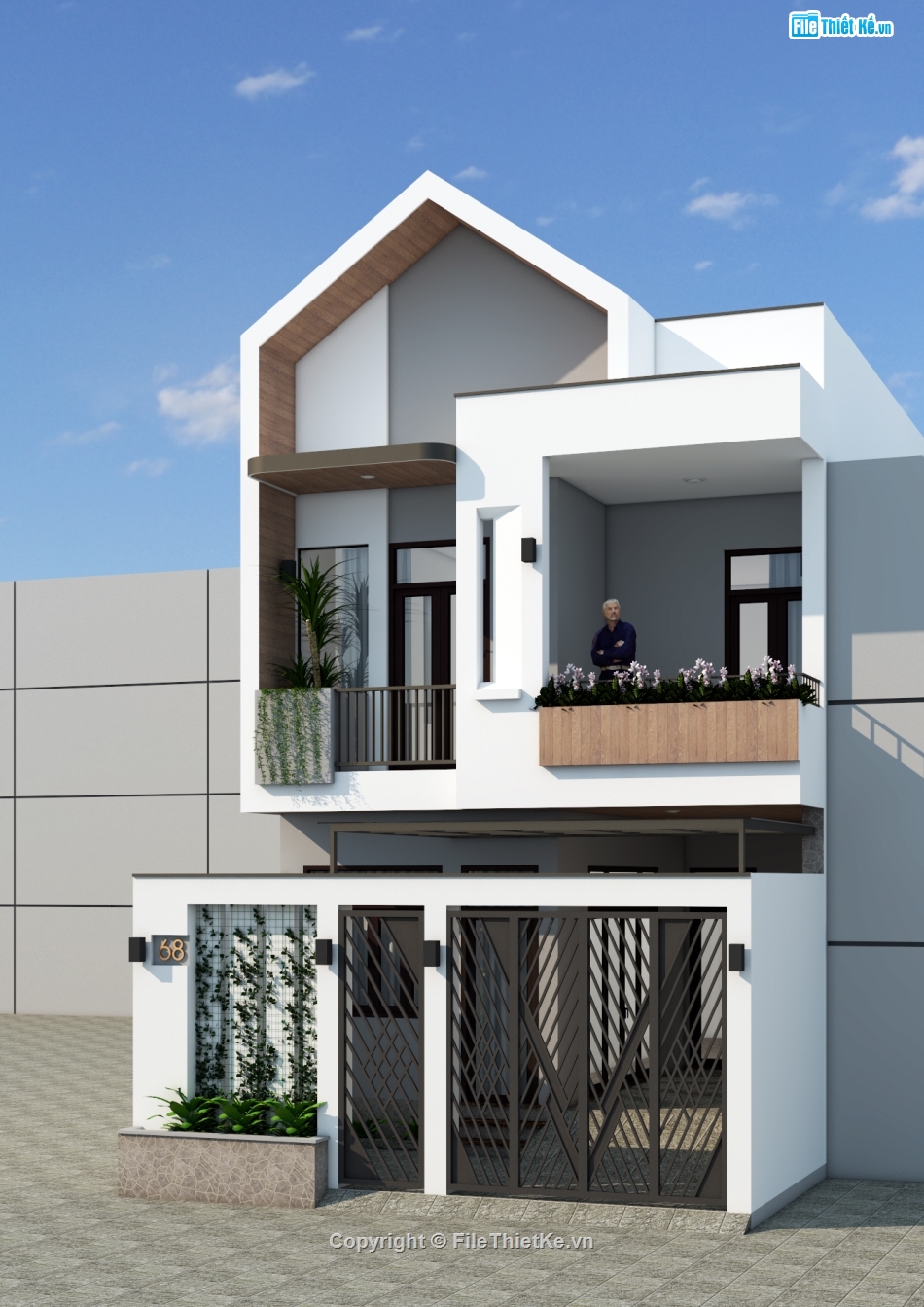 Nhà phố 2 tầng 6.2x18m,Nhà phố 2 tầng hiện đại,Nhà phố 2 tầng 3 phòng ngủ