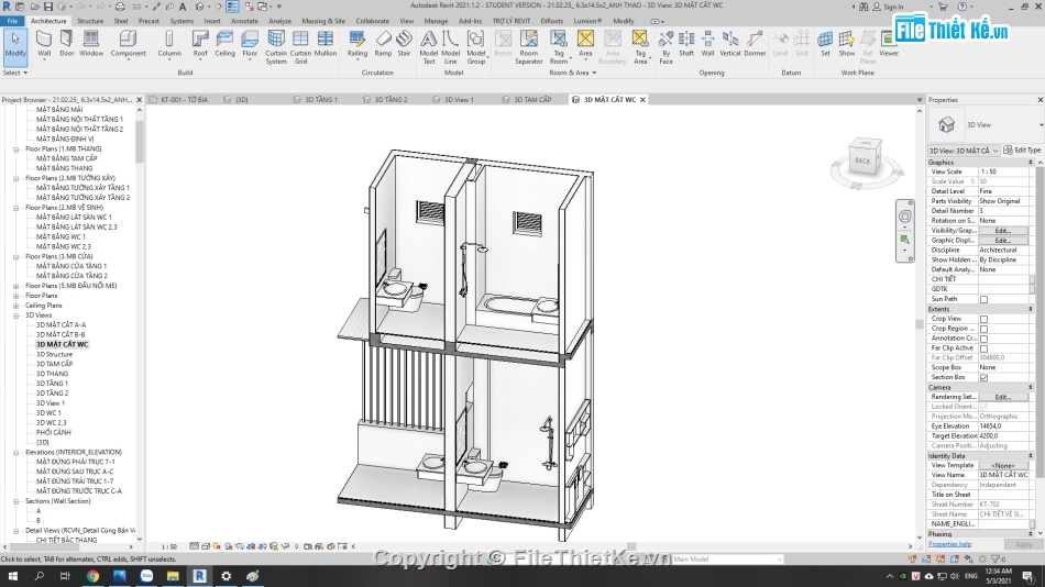 Nhà phố 2 tầng,kết cấu nhà phố hiện đại,revit nhà phố 2 tầng