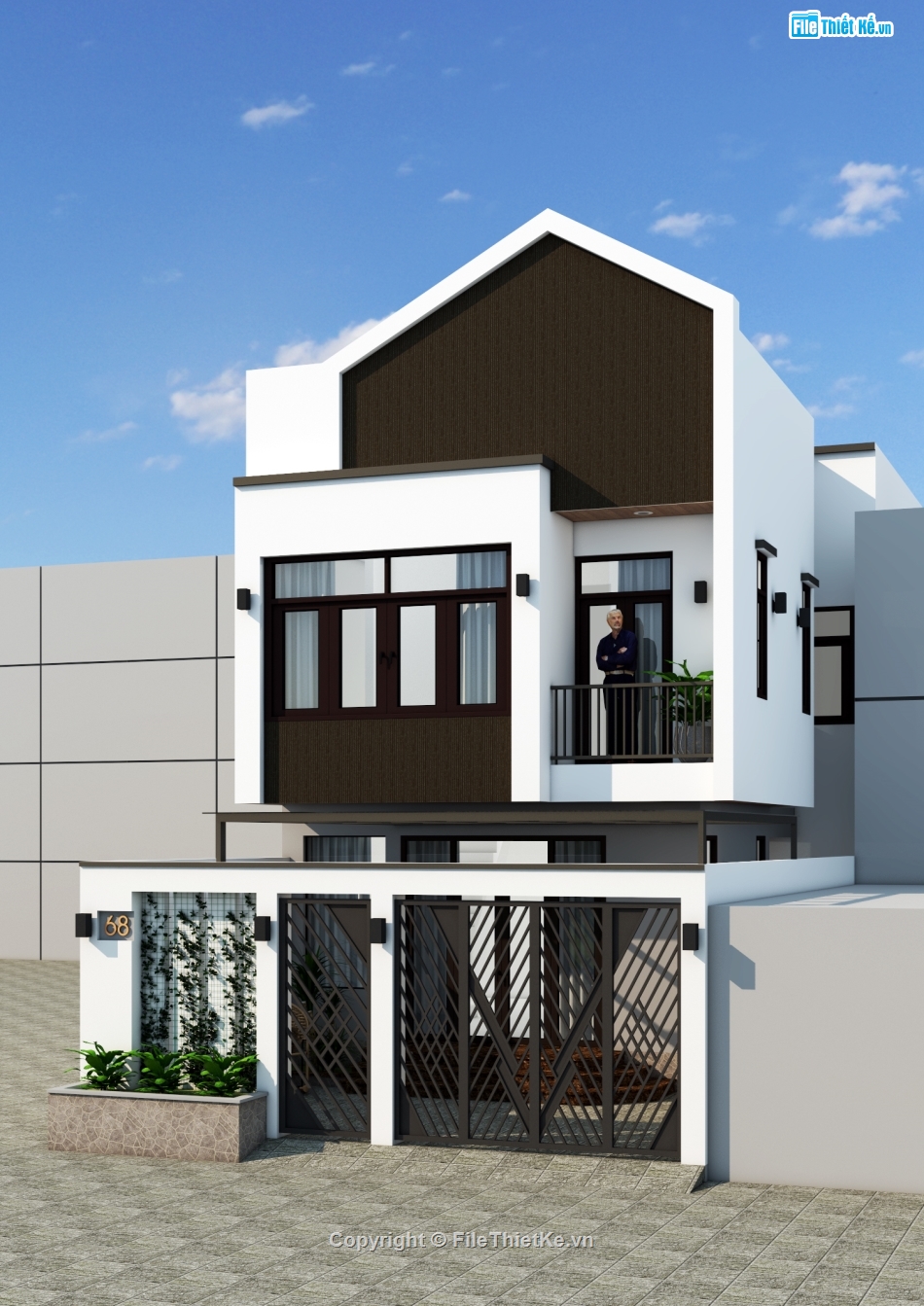 Nha pho 2 tàng hien dai,nha pho 2 tang 6x14m,nha pho 2 tang 4 phong ngu