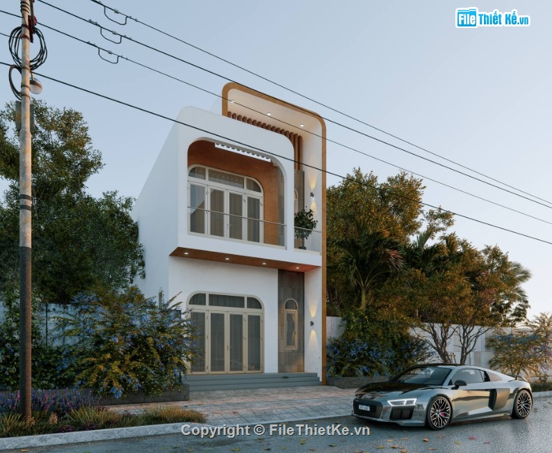 nhà phố sketchup,sketchup nhà phố 2 tầng,nhà phố 2 tầng sketchup