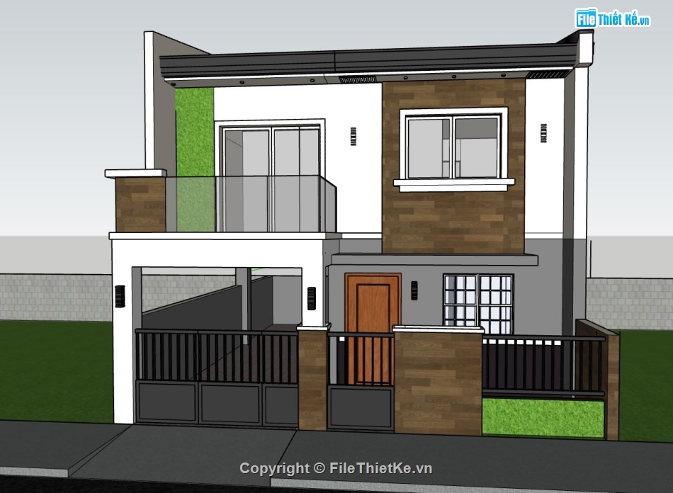 Nhà phố 2 tầng,model su nhà phố 2 tầng,file sketchup nhà phố 2 tầng