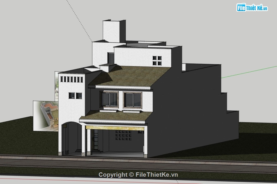 Nhà phố 2 tầng,model su nhà phố 2 tầng,sketchup nhà phố 2 tầng