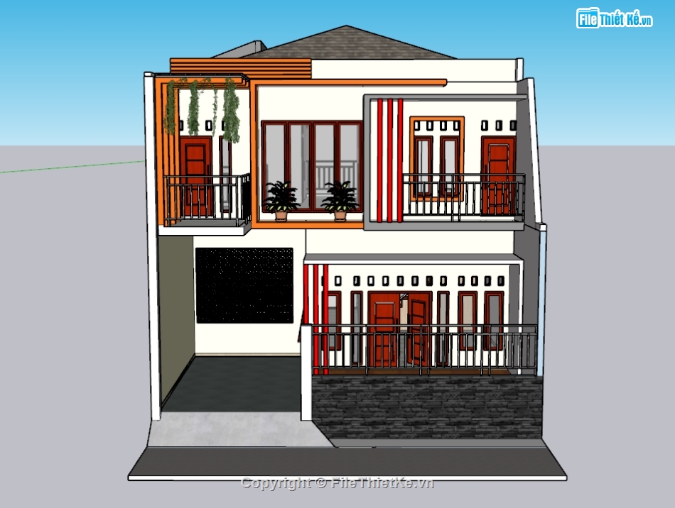 Nhà phố,model nhà phố,nhà phố 2 tầng
