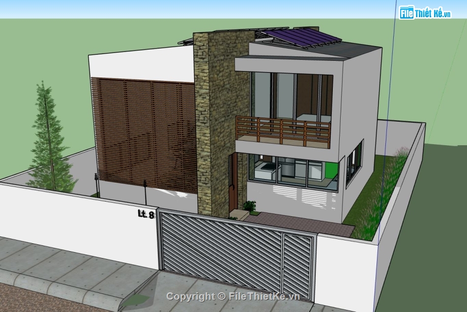 Nhà phố 2 tầng,sketchup nhà phố 2 tầng,mẫu nhà phố 2 tầng,file su nhà phố 2 tầng