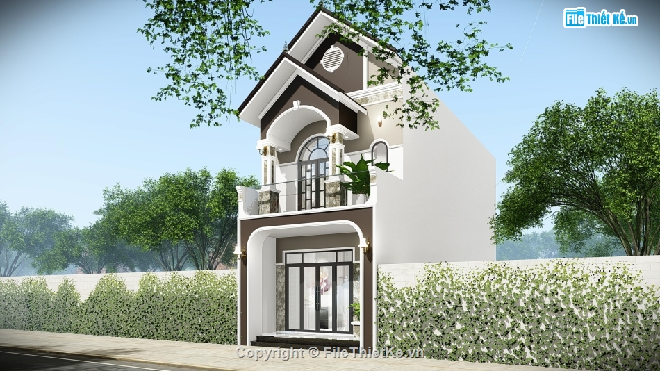 Nhà 2 tầng mái thái,Nhà phố 2 tầng mái thái,file cad nhà phố 2 tầng