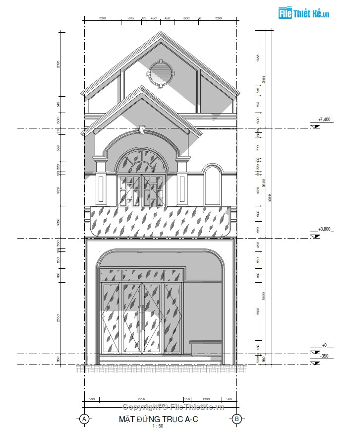Nhà 2 tầng mái thái,Nhà phố 2 tầng mái thái,file cad nhà phố 2 tầng