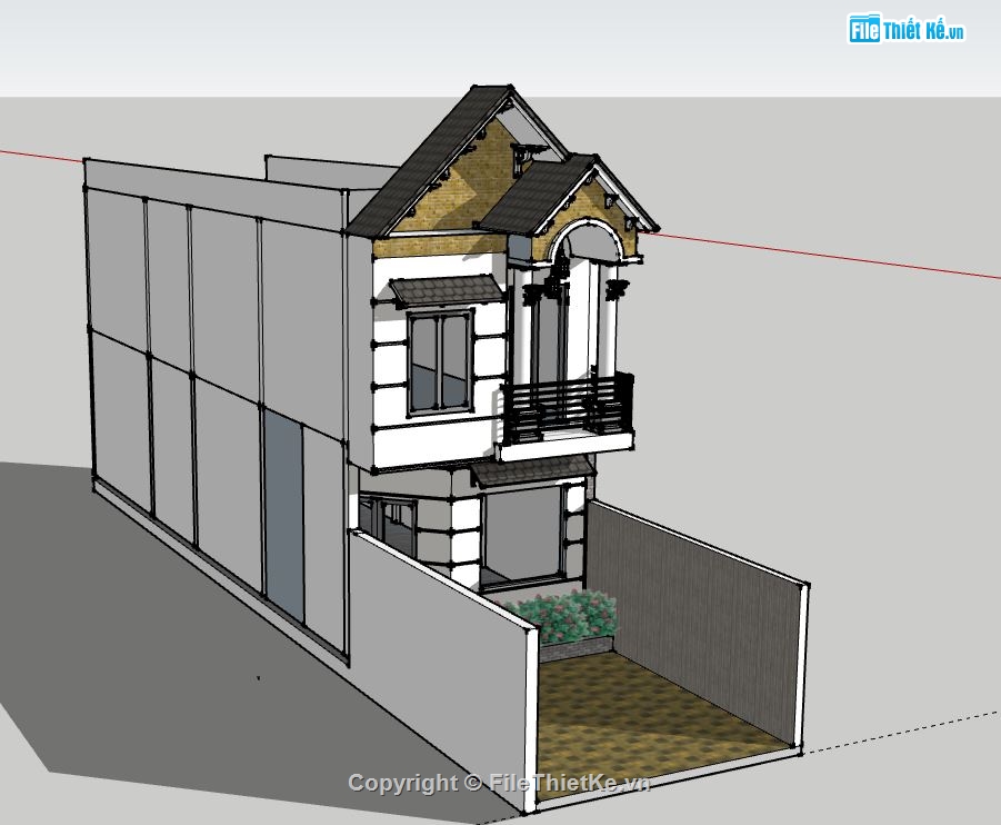 Nhà phố 2 tầng,model su nhà phố 2 tầng,nhà phố 2 tầng file su,file sketchup nhà phố 2 tầng,nhà phố 2 tầng model su