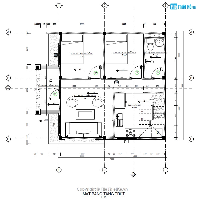 nhà phố 2 tầng file cad,bản vẽ nhà phố 2 tầng,autocad nhà phố 2 tầng