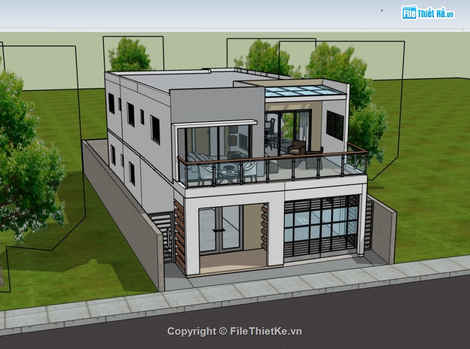 Nhà phố 2 tầng,su nhà phố 2 tầng,sketchup nhà phố 2 tầng