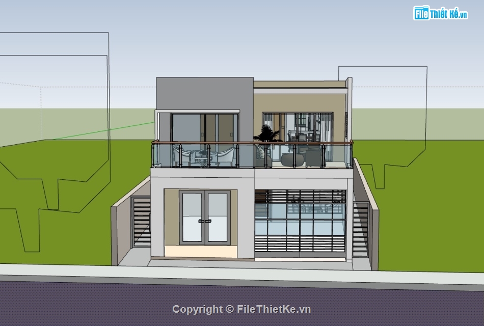 Nhà phố 2 tầng,su nhà phố 2 tầng,sketchup nhà phố 2 tầng