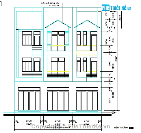 thi công,3 tầng,Nhà làm việc 3 tầng,10.5x13.5m,3.5x13.5m,3 khoang