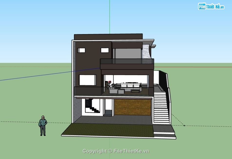 Nhà phố 3 tầng,model su nhà phố 3 tầng,file sketchup nhà phố 3 tầng,nhà phố 3 tầng file sketchup,model sketchup nhà phố 3 tầng