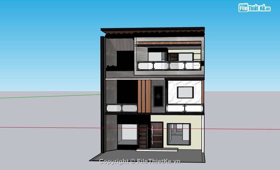 su nhà phố,file sketchup nhà phố,model su nhà phố