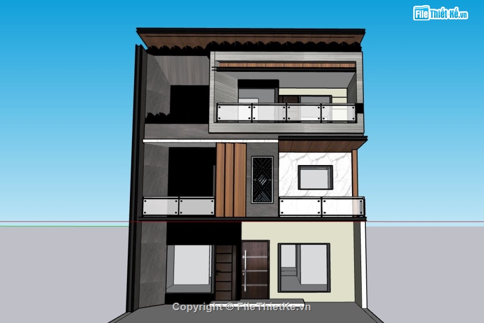 su nhà phố,file sketchup nhà phố,model su nhà phố