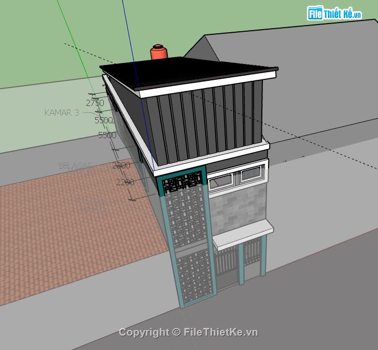 Nhà phố 3 tầng,model su nhà phố 3 tầng,file su nhà phố 3 tầng,sketchup nhà phố 3 tầng,nhà phố 3 tầng model su