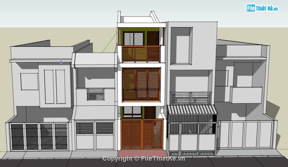 Nhà phố 3 tầng,File sketchup nhà phố 3 tầng,nhà phố 3 tầng file su,model su nhà phố 3 tầng