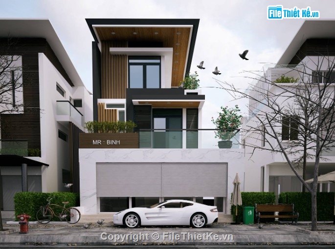 3dmax nhà phố,max nhà phố,nhà phố 3 tầng