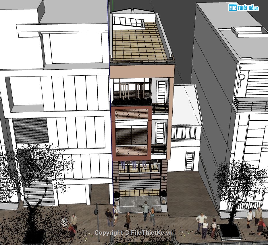 Nhà phố 3 tầng,file su Nhà phố 3 tầng,model su Nhà phố 3 tầng,nhà phố 3 tầng 4.1x16m