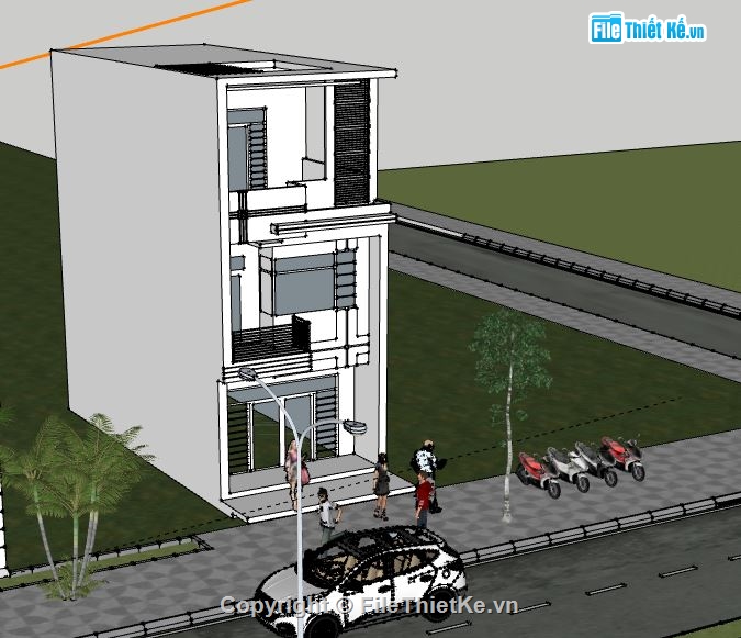 Nhà phố 3 tầng,model su nhà phố 3 tầng,file sketchup nhà phố 3 tầng,nhà phố 3 tầng file su,sketchup nhà phố 3 tầng