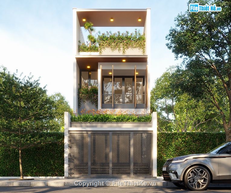 Nhà phố 3 tầng 4.5x18m,Model su nhà phố 3 tầng,File sketchup nhà phố 3 tầng,Nhà phố 3 tầng file sketchup