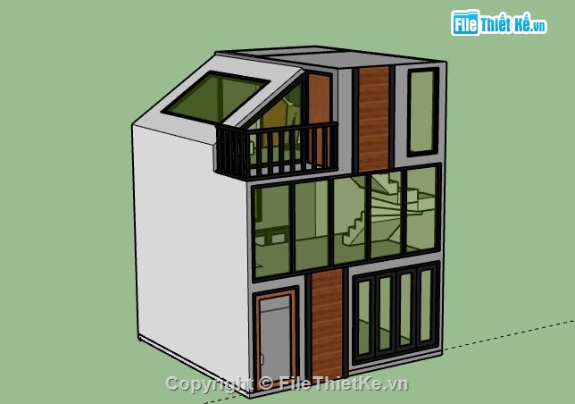 Nhà phố 3 tầng,model su nhà phố 3 tầng,sketchup nhà phố 3 tầng,file su nhà phố 3 tầng,nhà phố 2 tầng sketchup