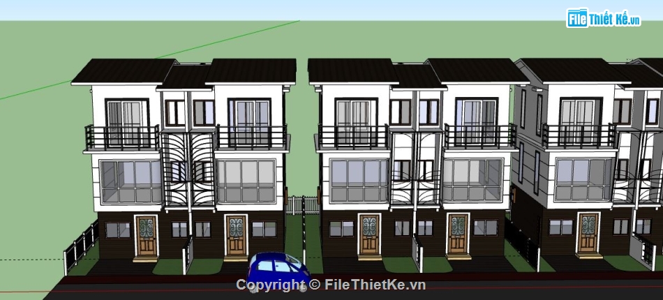 Nhà phố 3 tầng,model su nhà phố 3 tầng,file sketchup nhà phố 3 tầng,nhà phố 3 tầng model su