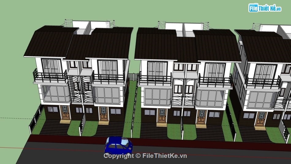 Nhà phố 3 tầng,model su nhà phố 3 tầng,file sketchup nhà phố 3 tầng,nhà phố 3 tầng model su