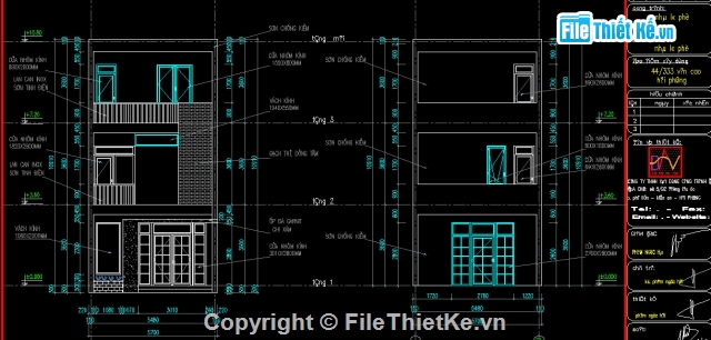 bản vẽ cad nhà 3 tầng,nhà phố 3 tầng,nhà 3 tầng đẹp,Nhà phố 3 tầng 5.7x20m