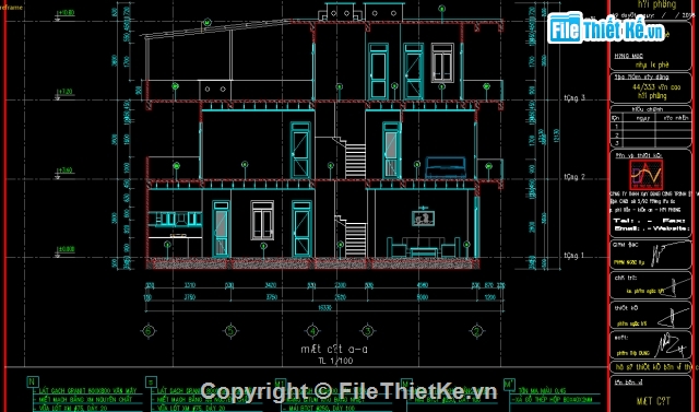 bản vẽ cad nhà 3 tầng,nhà phố 3 tầng,nhà 3 tầng đẹp,Nhà phố 3 tầng 5.7x20m