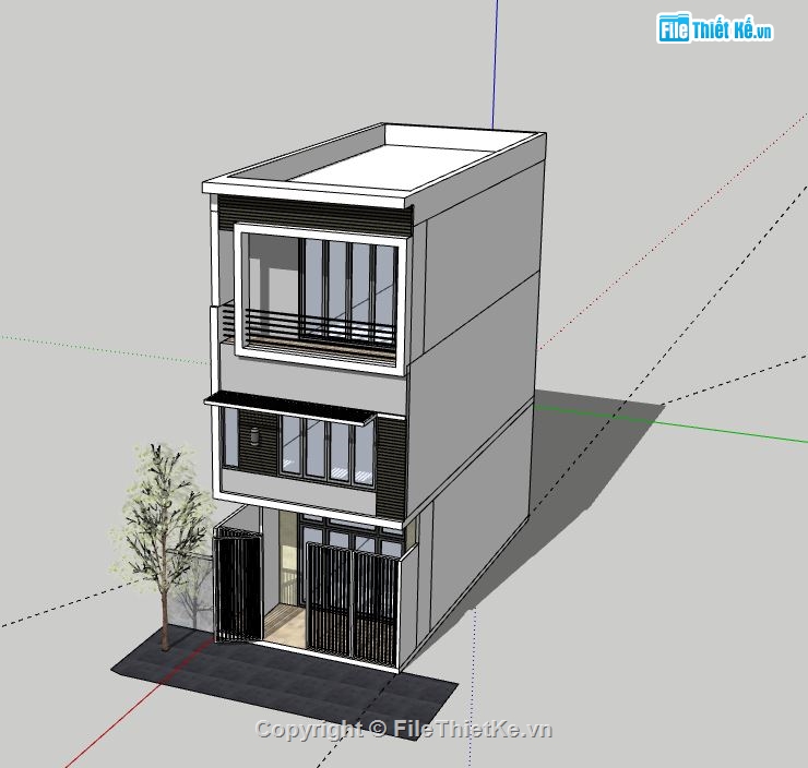 Nhà phố 3 tầng,file su nhà phố 3 tầng,model su nhà phố 3 tầng,sketchup nhà phố 3 tầng,nhà phố 3 tầng sketchup